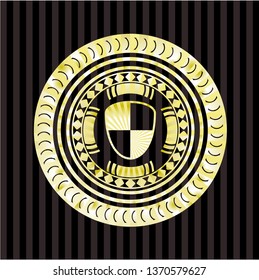 shield, safety icon inside golden badge or emblem