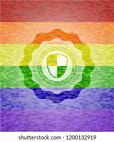 shield, safety icon inside lgbt colors emblem 