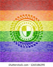 shield, safety icon inside lgbt colors emblem 