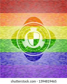 shield, safety icon inside lgbt colors emblem 