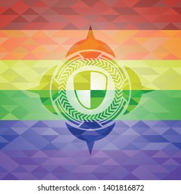 shield, safety icon inside lgbt colors emblem 