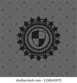 shield, safety icon inside realistic black emblem
