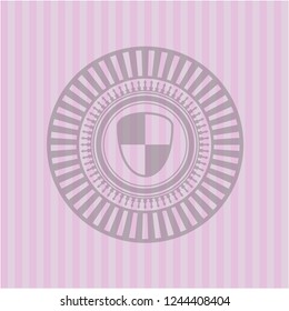 shield, safety icon inside realistic pink emblem