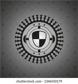 shield, safety icon inside realistic black emblem