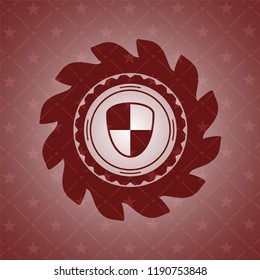 shield, safety icon inside red emblem. Retro