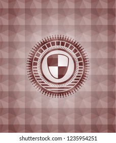 shield, safety icon inside red seamless polygonal badge.