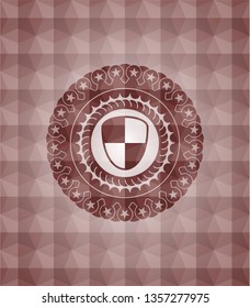 shield, safety icon inside red geometric badge. Seamless.