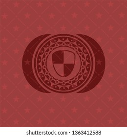 shield, safety icon inside red emblem. Retro