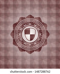 shield, safety icon inside red geometric badge. 