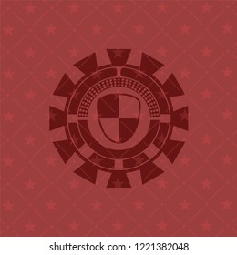 shield, safety icon inside retro style red emblem