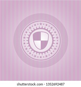 shield, safety icon inside retro pink emblem