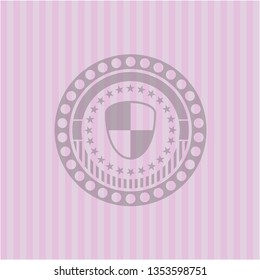 shield, safety icon inside retro style pink emblem