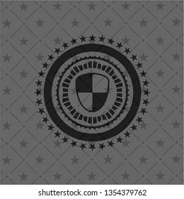 shield, safety icon inside retro style black emblem