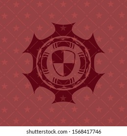 shield, safety icon inside retro style red emblem