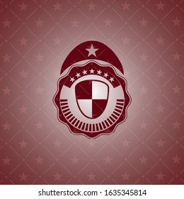 shield, safety icon inside retro style red emblem