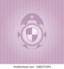 shield, safety icon inside retro style pink emblem