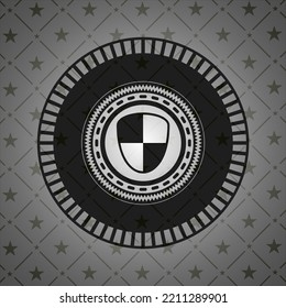 shield, safety icon inside retro style black emblem. 
