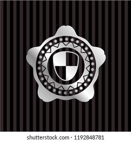 shield, safety icon inside silver shiny emblem