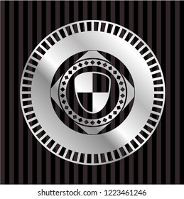 shield, safety icon inside silver badge