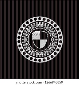 shield, safety icon inside silver shiny badge