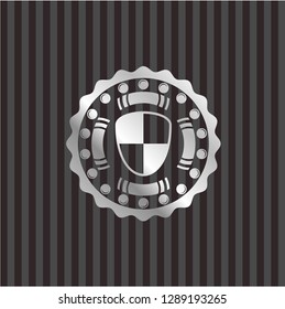 shield, safety icon inside silver emblem or badge