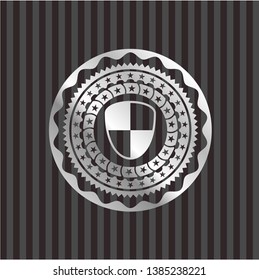 shield, safety icon inside silver shiny badge