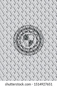 shield, safety icon inside silver color emblem. Scales pattern. Vector Illustration. Detailed.