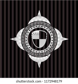 shield, safety icon inside silvery emblem or badge