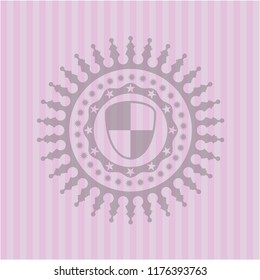 shield, safety icon inside vintage pink emblem