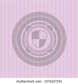 shield, safety icon inside vintage pink emblem
