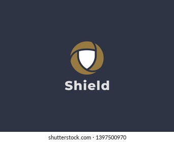 Shield safety round logo icon design template. Abstract symbol of security.