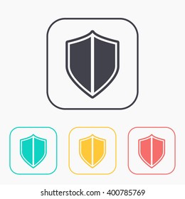 shield safety vector color icon set 