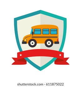 shield school bus with ribbon