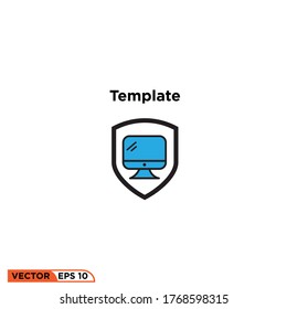 shield screen monitor icon design vector illustration template