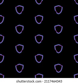 Shield seamless pattern, bright vector illustration on a black background.