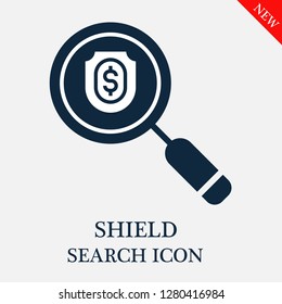 Shield search icon. Editable Shield search icon for web or mobile.