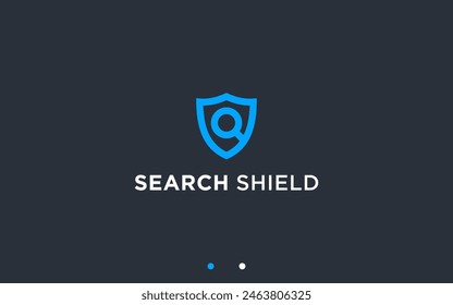 shield with search logo design vector silhouette illustration