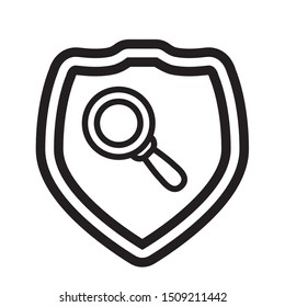 shield with search magnifying glass vector illustration