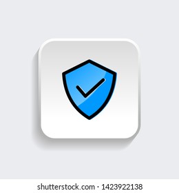 Shield secure checked icon symbol with modern flat style icon for web site design, logo, app, UI isolated on white background. Vector illustration