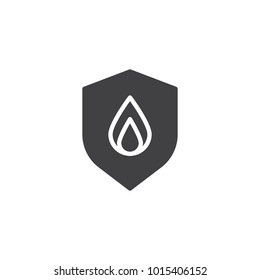 Shield secure fireicon vector, filled flat sign, solid pictogram isolated on white. Fire safety symbol, logo illustration.