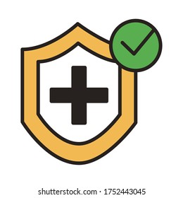 shield secure line duo color style icon vector illustration design
