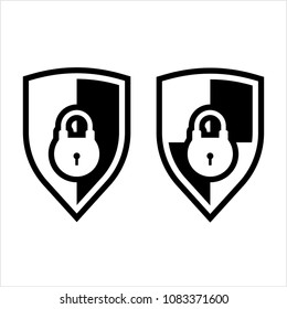 Shield Secure Lock Icon, Shield Internet Privacy Protection Icon Vector Art Illustration