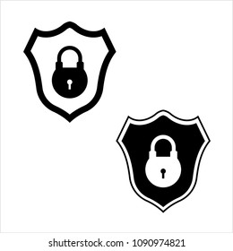 Shield Secure Lock Icon, Shield Internet Privacy Protection Icon Vector Art Illustration
