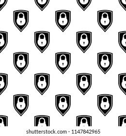 Shield Secure Lock Icon, Shield Internet Privacy Protection Icon Seamless Pattern Vector Art Illustration
