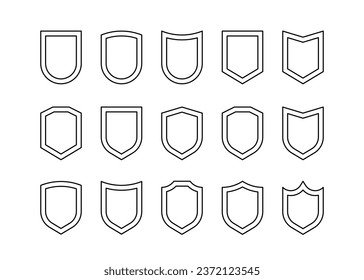 Shield of secure, protect line icon set. Shield guarantee, privacy, medical safety. Armor in fight. Vector outline illustration