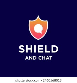 Shield Secure Protection With Bubble Chat Conversation Message Logo Vector Illustration