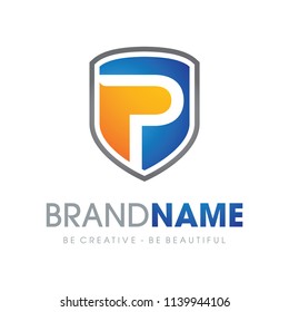 Shield / Secure / Safe with Initial P logo design inspiration