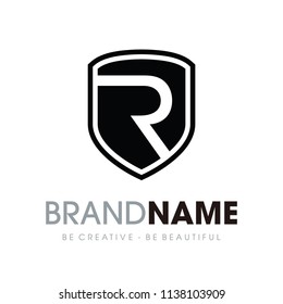 Shield / Secure / Safe with Initial R logo design inspiration