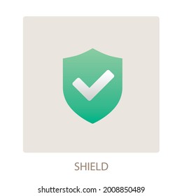 Shield Security Badge Firewall Privacy Check Safety Checkout Shopping Icon For Web Business E-commerce Sign, Website Design Use, Flat Vector Illustration
