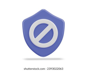 shield with security block, user ban icon isolated illustration